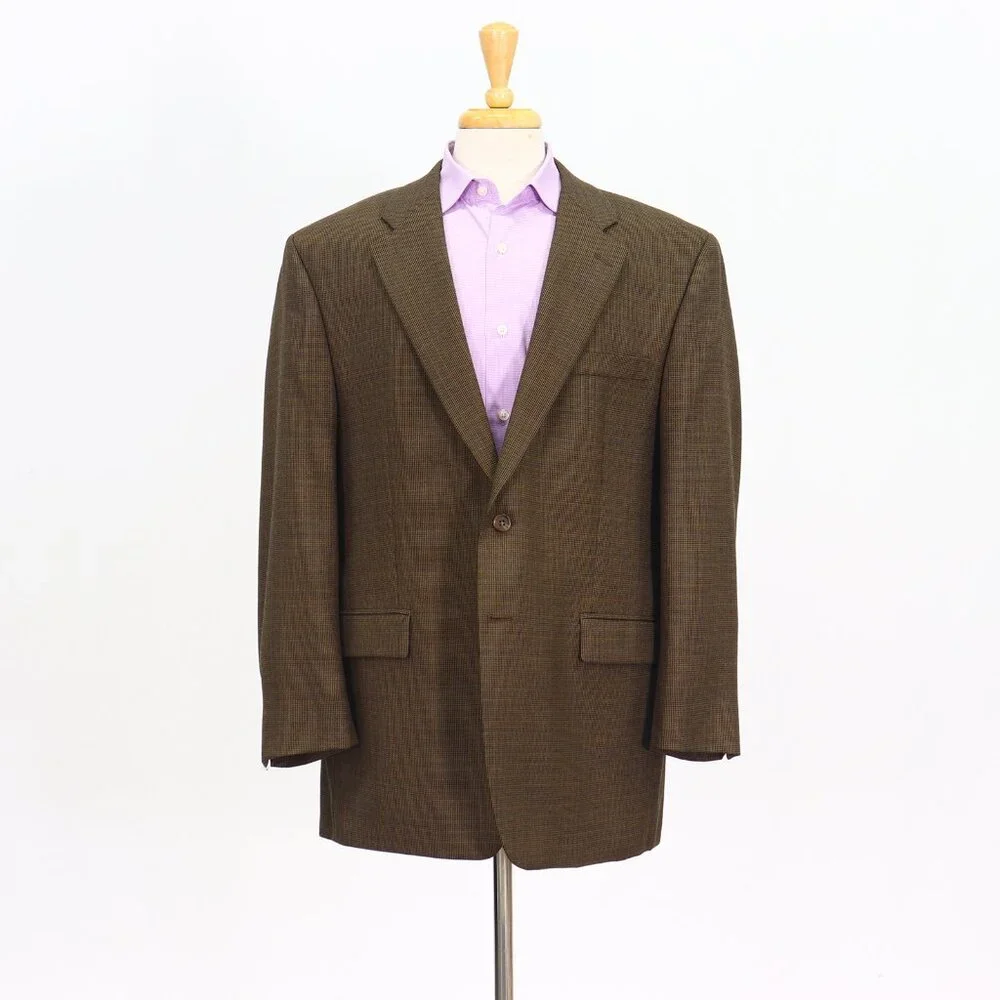 Ralph Lauren 46R Brown Blazer Sport Coat Jacket 2-Button Check Y640